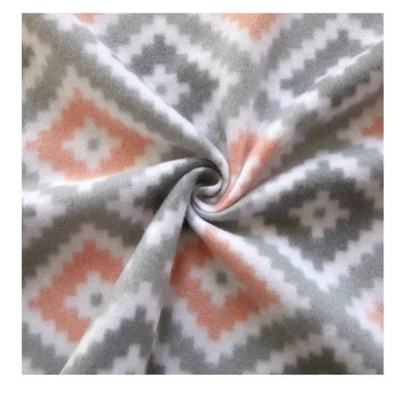 Mainstays Gray and Coral Aztec Fleece Throw - Picture 2 of 6
